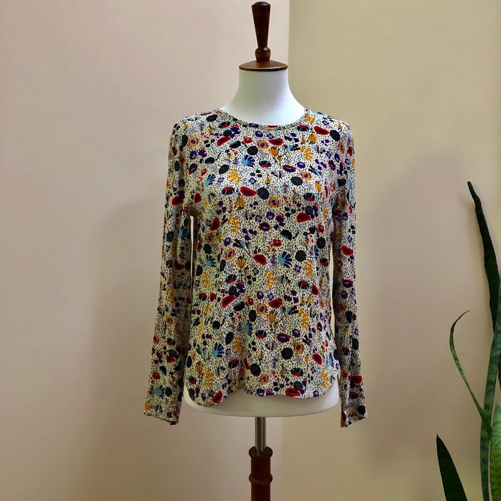 H&M abstract pattern multicolor blouse, US size 6.